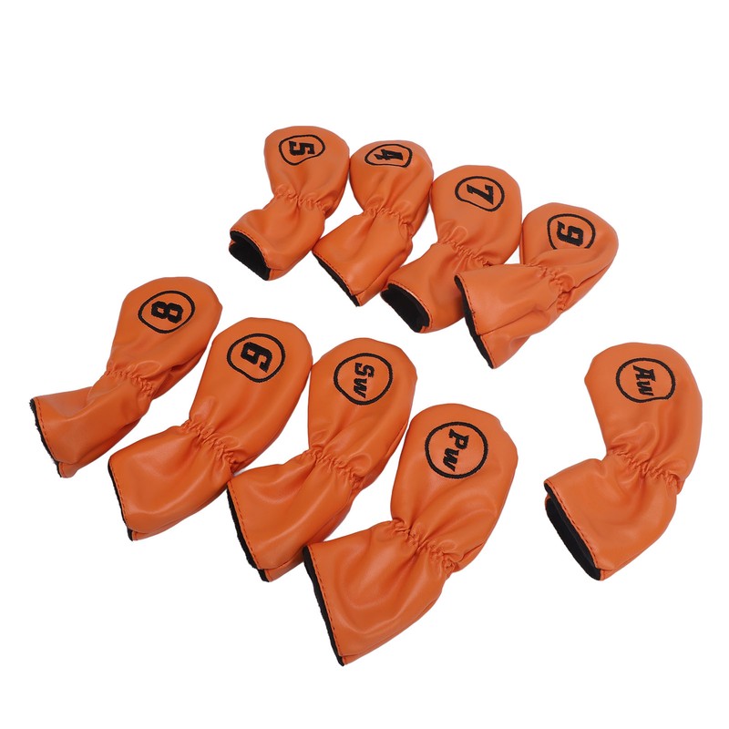 9pcs Golf Club Cover PU Leather Stylish Portable Golf Head