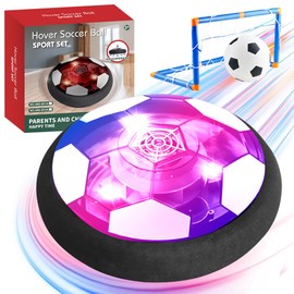 HATFRYF Air Power Hover Football Ball Set, Professional Floating Design, Soccer Companions, Compatible with Indoor Outdoor Games for Kids Ages 3-12, 1 Air Soccer Ball + 2 Mesh Nets （Black）