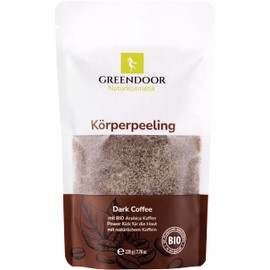 GREENDOOR Natural Cosmetics Firming Natural Body Scrub Coffee 220 g Vegan, Extra Natural Caffeine, Exfoliating Anti-Ageing with Organic Arabica Without Microplastic, Against Cellulite Stretch Marks