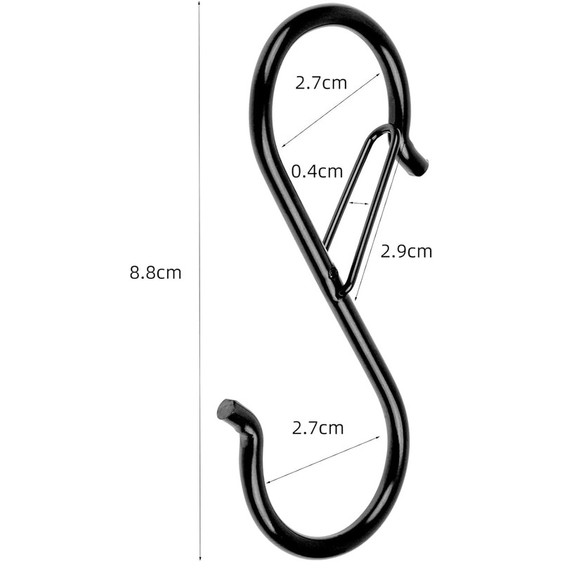 S-Shaped Hook with Lock, Hanging, for Kitchen, Bathroom, Veranda, Storage,