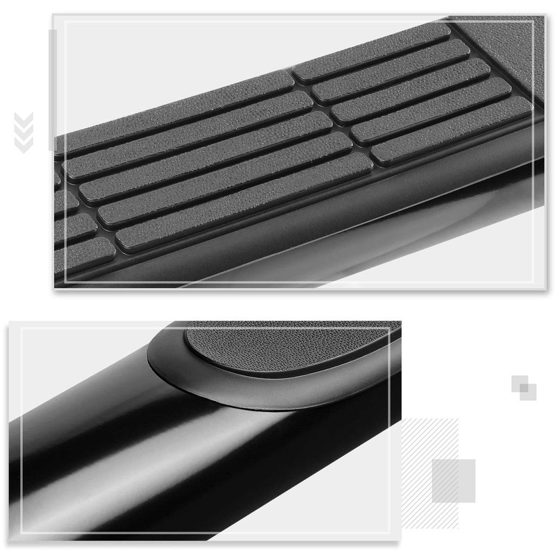 (2Pcs) 3 Inch Black Round Nerf Step Bars Side Steps