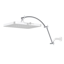 Hibbent All Metal 20'' Shower Head Extension Arm, Solid Brass Flexible Height & Angle Adjustable Shower Arm Extender with Lock Joint, Universal Connection Stainless Steel Pipe Height Extending, Chrome