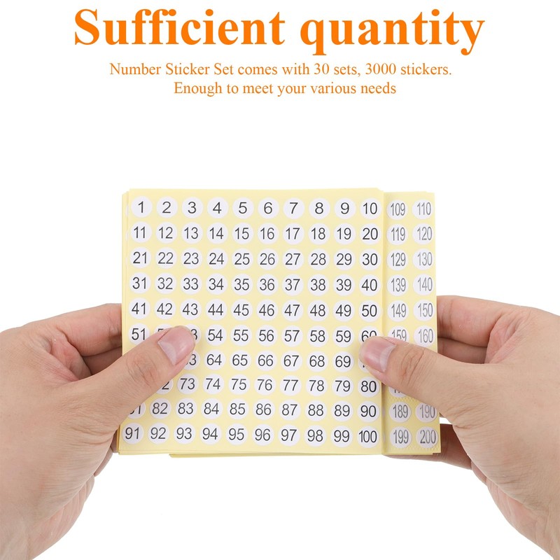 YBEATY 30 Pcs 1-200 Round Number Stickers Small Self Adhesive