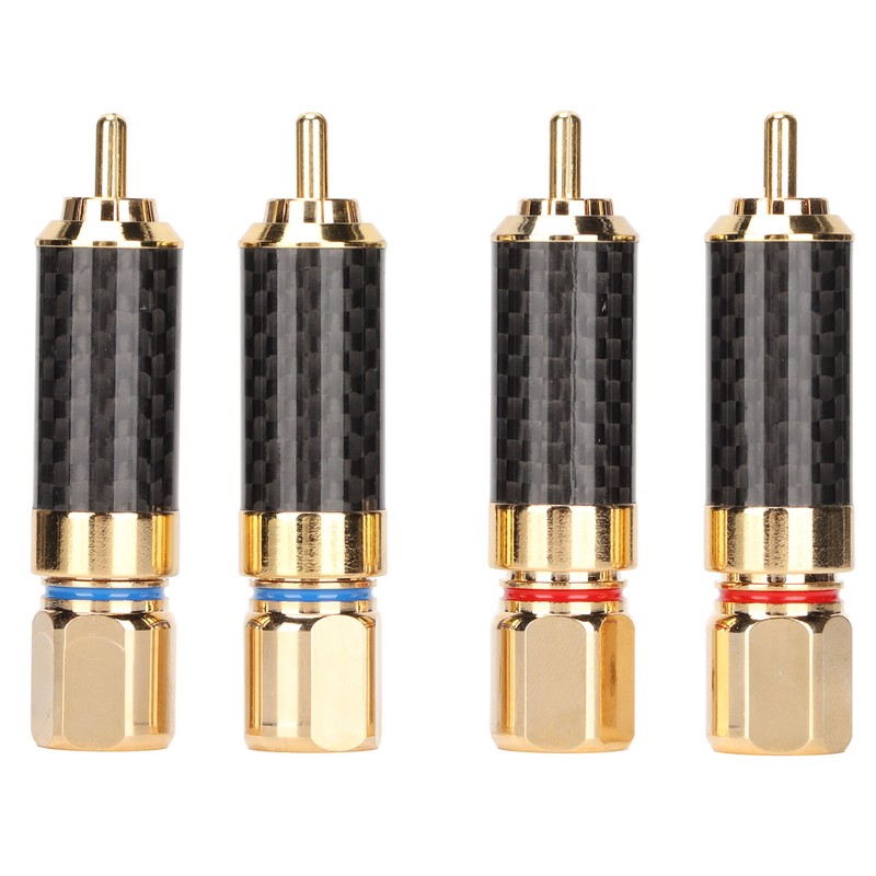 4Pcs RCA Sound Plug Carbon Fiber Gold Plated Oxidation Resistance