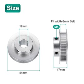 uxcell 4pcs GT-2 60T Pulley Synchronous Wheel 12mm Bore, Aluminum Timing Pulley 60 Teeth, Fit Width 6mm Timing Belt for 3D Printer CNC Machine (with A Wrench)
