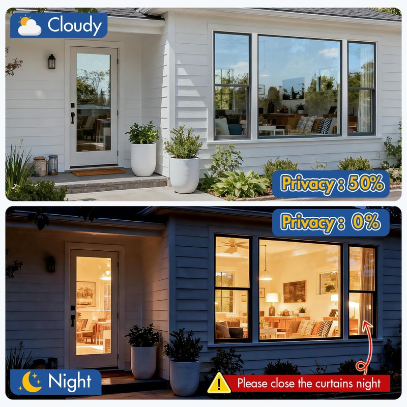 Coavas One Way Privacy Window Film with 3 Tools, Black