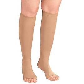 Silver StepsTM Compression Open Toe Knee Highs, 20-30mmHg - Medium, Black