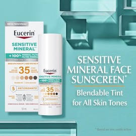 Eucerin Eucerin Sun Tinted Mineral Face Sunscreen Lotion SPF 35 | Blendable Tinted Mineral Sunscreen for all skin tones with Zinc Oxide and 5 Antioxidants | Daily Sunscreen | 50 mL pump