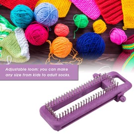Sock Loom, Easy Multifunction Knitting Loom Purple DIY Plastic + Metal for Scarf Knitting for Handmade Socks