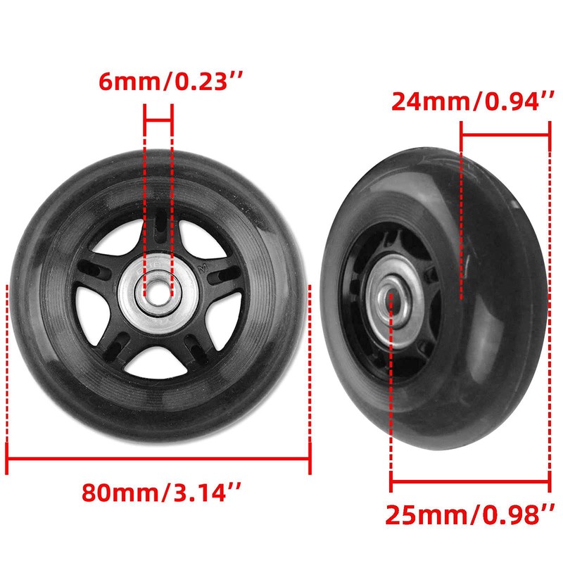 Miayaya Luggage Suitcase Wheels Replacement Kits 80mm x 24mm Universal