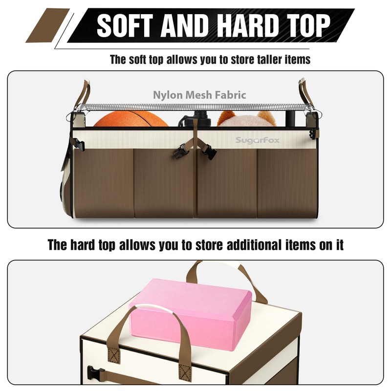 SugarFox Modular (63L+26L) Trunk Organizer for Car/SUV, Dual Covers, Foldable