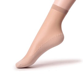 Ueither - 12 pares de calcetines de punto reforzado con suela de algodón antideslizante y sedoso para mujer, con suela de algodón transparente, 12 Pares, Beige, Talla única