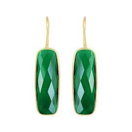 SeagullIN 10X30 MM Gemstone French Dangle Earring 18k Yellow Gold Plated Gemstone Dangle Earrings For Women | Birthstone Earring For Women (Emerald)