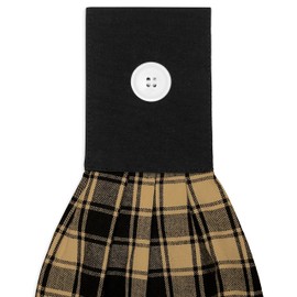 Cackleberry Home Black and Tan French Check Hanging Kitchen Dish Hand Towel Cotton with Button Accent, Set of 2