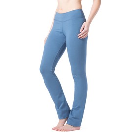 Fishers Finery Women's Straight Leg Yoga Pant with Pockets (Blue, L)