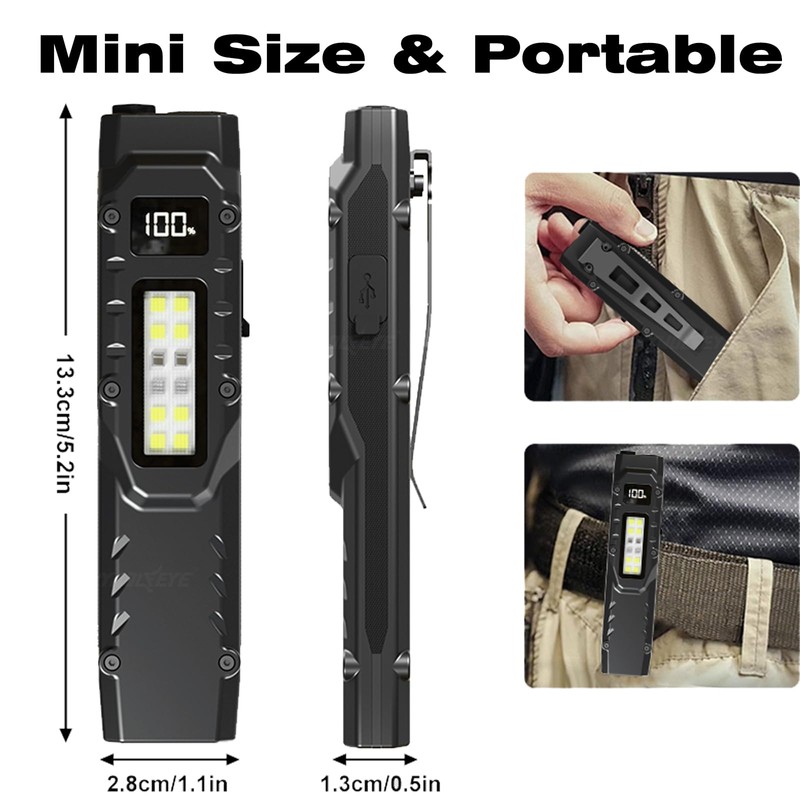 Kiavox Flat Flashlight Rechargeable, Super Bright EDC Tactical Flashlights with