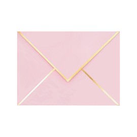 A7 Envelopes - V Flap Foil Border Luxury Mailing Envelopes for 5" x 7" Cards - for Wedding, Invitations, Baby Shower, Photos, Graduation, Birthday, Bridal Shower - 5.25" x 7.25" (Pink, 25 Pack)