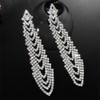 Chargances Boho Rhinestone Tassel Long Earrings for Women Sparkling Crystal