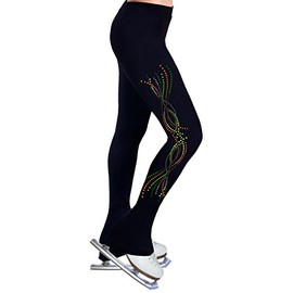 NY2 SPORTSWEAR Figure Skating Practice Pants with Spangles S119 - Child Sizes- (Child Medium) Black