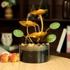 TiCin Tabletop Water Fountain with Gold Lotus Flowers, 9.8 x