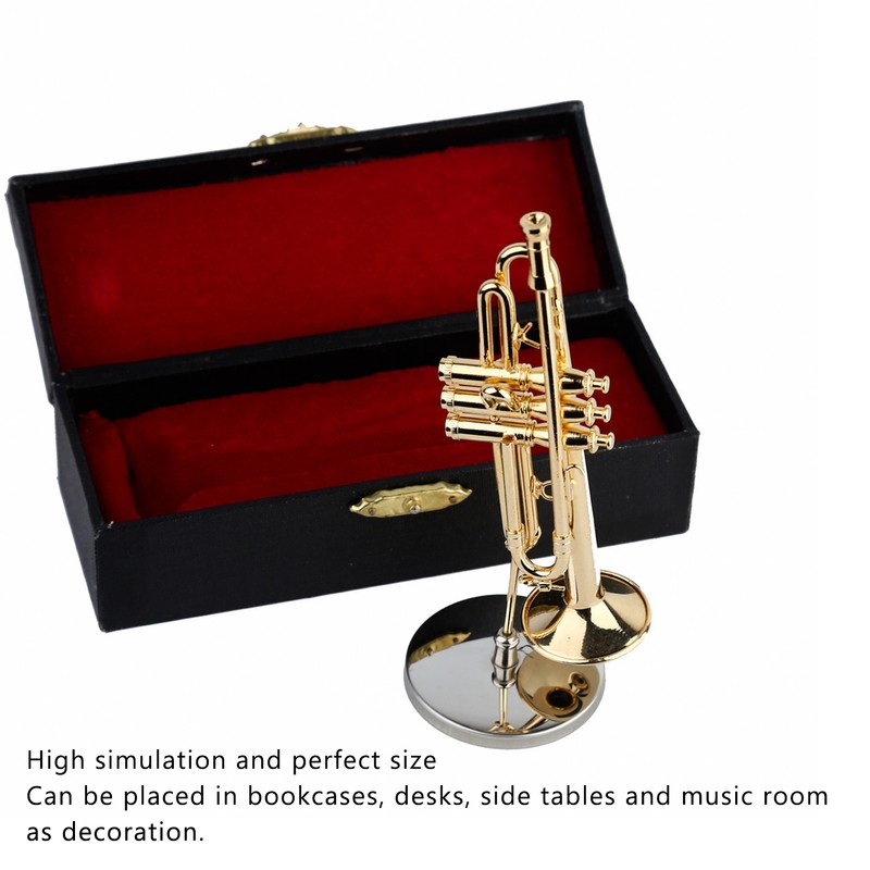 Trumpet Model Ornaments Exquisite Brass Miniature Instrument Desktop Decoration Gold