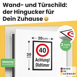 DankeDir! 40 Jahre Achtung Oldtimer - Plastic Sign 30 x 20 cm - Gift Idea Birthday Birthday Decoration Party Decoration - Men & Women Birthday Gift 40s Gift 40th Birthday