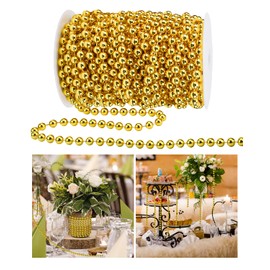 ABONDEVER - Guirnalda de abalorio de árbol de Navidad de 60.5 pies, para decoración de perlas de plástico artificial, para árbol de Navidad, fiesta, boda, suministros de decoración (color dorado)