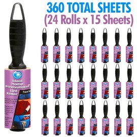 Travel Mini Lint Rollers 24-Pack – Made in USA – Compact & Portable Sticky Lint Remover – Perfect for Pet Hair, Clothes, Upholstery, and Furniture – 15 Sheets per Roller, Travel Size