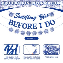 Something Blue Before I Do Bridal Shower Decorations, 27 Pcs Something Blue Before I Do Bachelorette Party Decorations Blue for Women Girl, NO DIY Required Banner for Bridal Shower Engagement Wedding