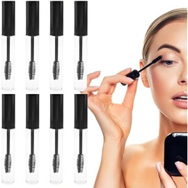 8 PACK Empty Mascara Tube and Eyelash Wand, 10ML Empty Mascara Tube Bottle, Refillable Clear Bottles, for Castor Oil with Inner Plug Avoid Leaking for DIY Cosmetics