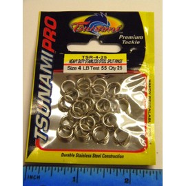 Tsunami Heavy Duty Stainless Steel Split Rings Size 4 Test 55 25 pk