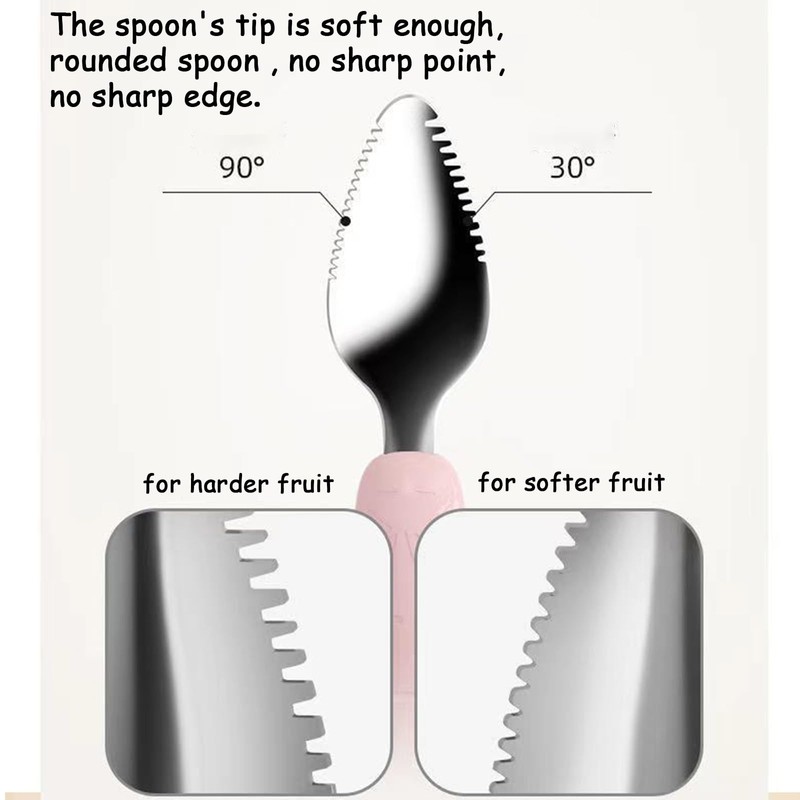Double Head Baby Silicone Food Spoon (Green) - Fruit Scraping