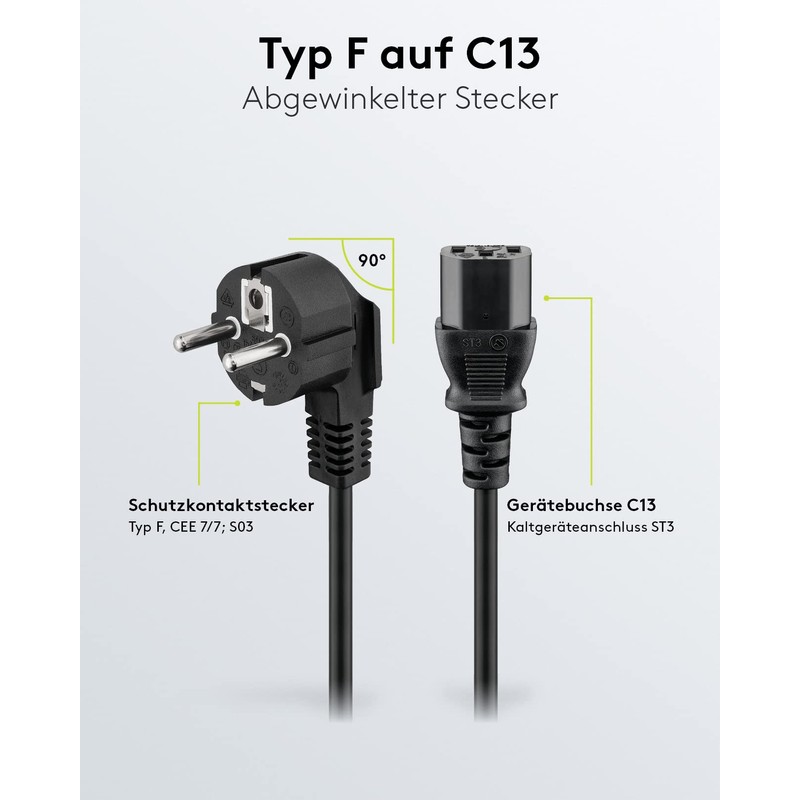Goobay 95142 IEC Cable 3 m / C13 IEC Socket