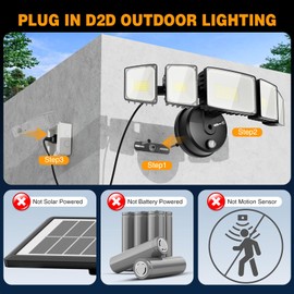 Onforu 150W 15000LM Dusk to Dawn Outdoor Lighting,5 Heads Plug in Flood Lights,6500K Super Bright Automatic Black Outdoor Lighting,IP66 Waterproof Hardwired LED Security Lights for Garage,Yard,Outside