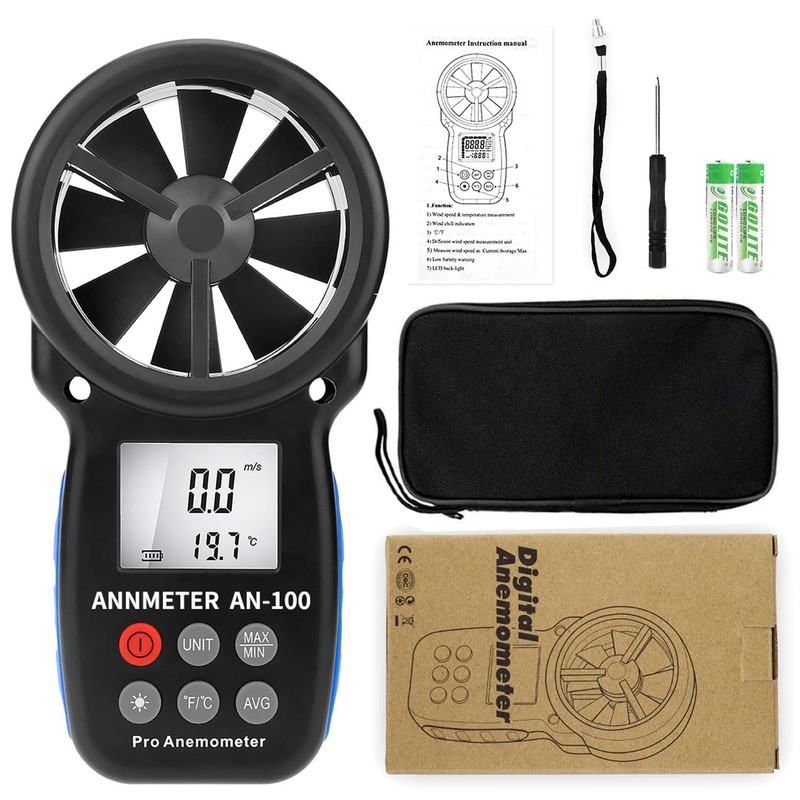 ANNMETER AN-100 Air Anemometer Digital Air Flow Meter Handheld Air