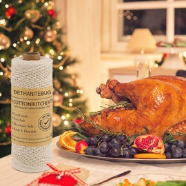 Butchers Twine, 200m/656 1mmThick Feet String Oven Safe Cotton Cooking Meat Rope Bakers Twine Fit to Tying Meat, Making Sausage, Trussing Turkey, Roasting, Cooking and Packing (Beige)
