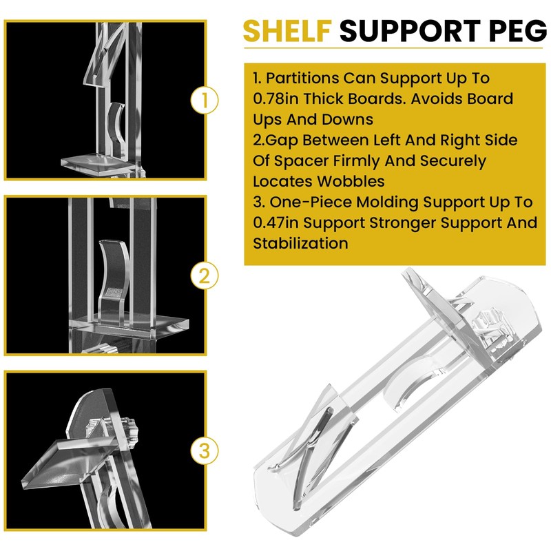 UBANU Shelf Support Pegs, 20pcs Plastic Locking Shelf Pins Bracket