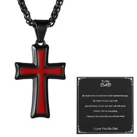 HZMAN Mens Stainless Steel Cross Pendant Necklace with Wheat Chain, Stainless Steel, No Gemstone