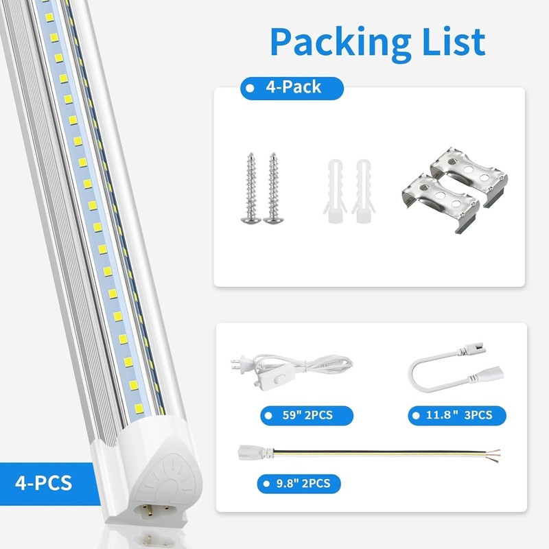 SHOPLED LED Shop Lights 2FT, 22W 3300LM 5000K Daylight, V-Shaped