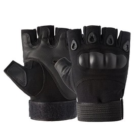 Tactical Half Finger Gloves Fingerless Cycling Climbing Hunting Motorcycle Motorbike Construction Outdoor Sports (M, Black)