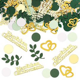 GoldRock Pack of 200 Congratulations Confetti Large 2.5 - 5.9 cm, Glitter Confetti Birthday, Youth Consecration Graduation Decoration, Table Decoration Bachelor, Streamers Green Gold for Wedding