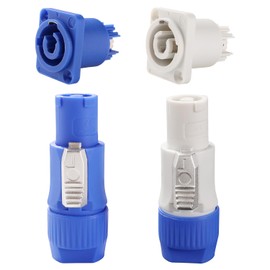 KUOQIY 2 Set 20A 250V AC 3-Pin Powercon Plug Input and Output, Nac3fca Nac3fcb Powercon Stroman End Socket with Screwdriver for Stage Light and Speaker