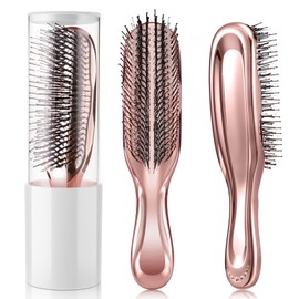 FERNIDA Detangling Brush for Straight Natural Wet or Dry Hair - Detangler Hair Brush for Adult Kids, 8-Row Soft Bristles Sensitive Scalp Brush Rose Gold