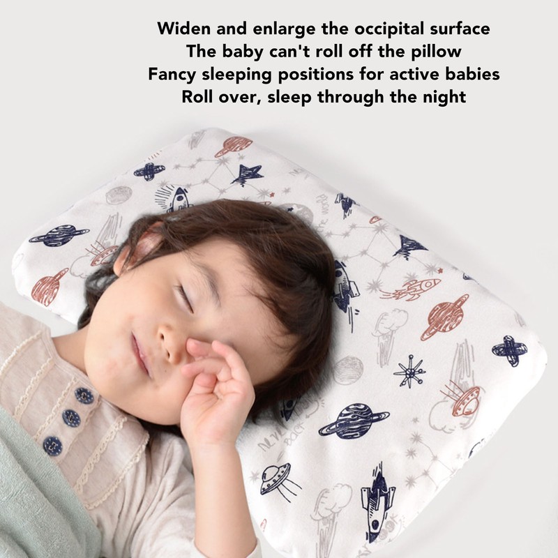 Baby Nursery Pillow Pure Cotton Cartoon Print Wave Single Layer