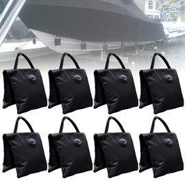 Boat Cover Water Bag with Hook, Marine Mooring Hanging Pouch Kit Boat Accessories, Windproof Winterizing Weight Waterbags, Each 17 lbs Capacity, Black, 8 PCS