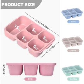 Eidoct 4 Pack Snack Containers, 5 Compartments Bento Snack Box, Bento Lunch Box for Adults and Kids, Reusable Meal Prep Lunch Containers with Transparent Lids (Green/Blue/Pink/Beige)