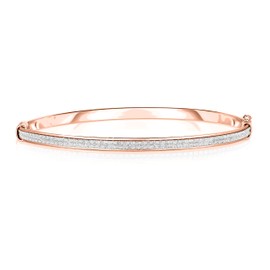 Savlano 925 Sterling Silver Sandblasting Glitter Bangle Bracelet - 14K Gold Plated Sparkle 7.5 inches Bracelet for Women Comes With Gift Box- Made in Italy (R)