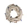 Beige Jersey Knit Circle Scarf With Multicolor Tassels