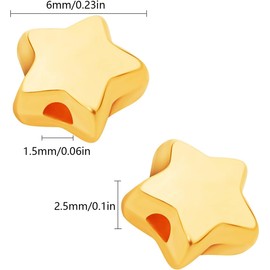 Star Spacer Beads for Jewelry Making,UHOMENY 200Pcs Gold Silver Star Shape Charm Loose Bead Small Hole Golden Alloy Metal Plated Bead for Jewelry Making Craft with Box (Gold)