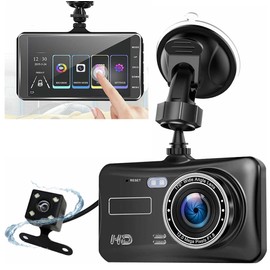 HD 1080P 4" Car Dash Camera Touch Night Vision Video DVR Recorder LCD Dual Lens Front and Rear Reverse Cam